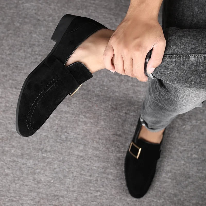 Męskie Eleganckie Skórzane Loafersy z Wysokiej Jakości Zamszu z Wyściełaną Wkładką