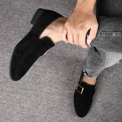 Męskie Eleganckie Skórzane Loafersy z Wysokiej Jakości Zamszu z Wyściełaną Wkładką