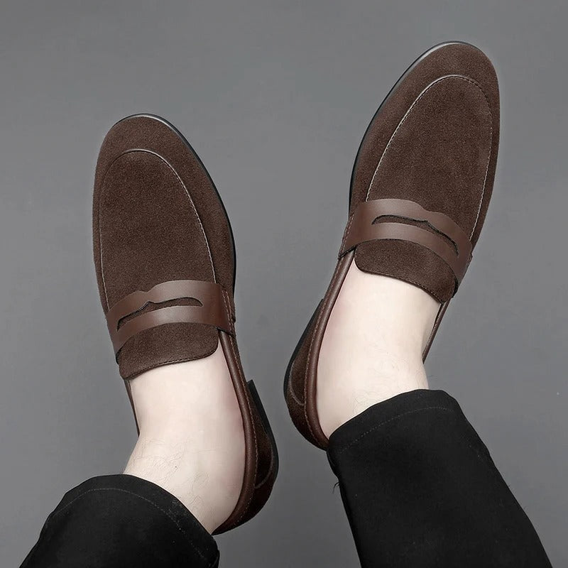 Męskie Klasyczne Skórzane Loafersy z Miękką Wkładką
