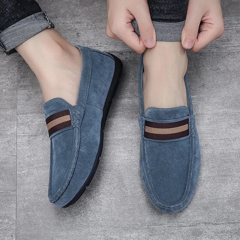 Męskie Stylowe Zamszowe Loafersy z Wygodną Wkładką