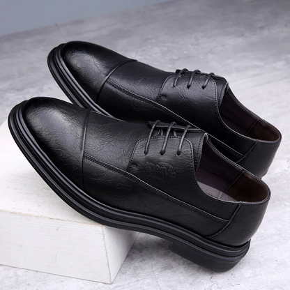 Męskie Eleganckie Skórzane Buty z Cap Toe i Komfortową Podeszwą