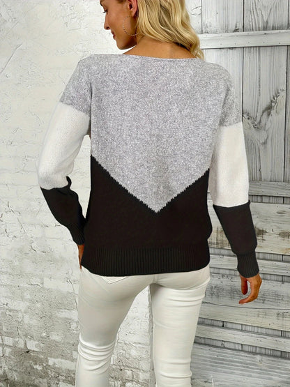 Kobiecy Elegancki Sweter Damski z Długim Rękawem z Otworami