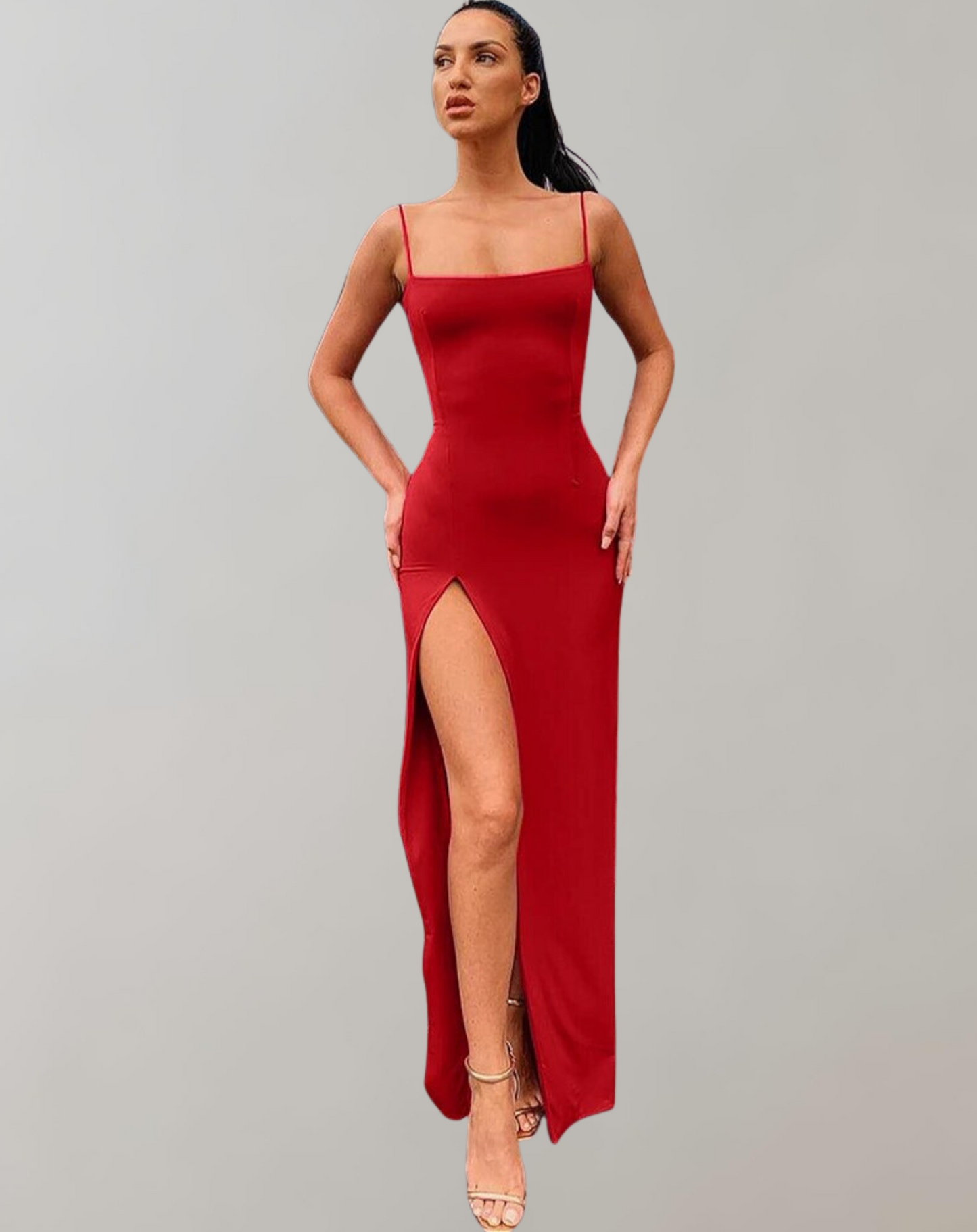Variant image for Damska Elegancka Sukienka Midi Bodycon z Wiązaniem na Wesele-2