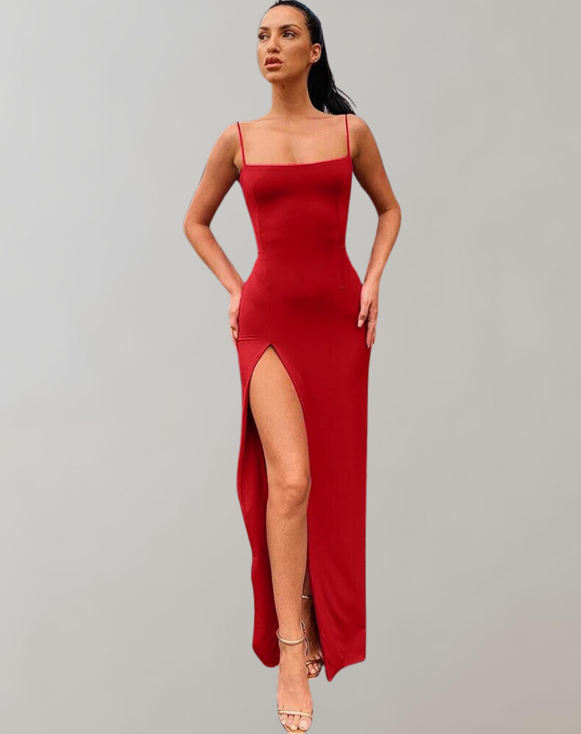 Variant image for Damska Elegancka Sukienka Midi Bodycon z Wiązaniem na Wesele-2