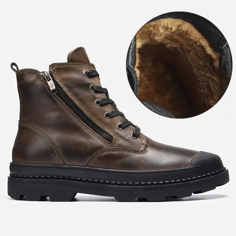 Variant image for Męskie Stylowe Skórzane Buty Combat z Sznurówkami i Zapięciem-31