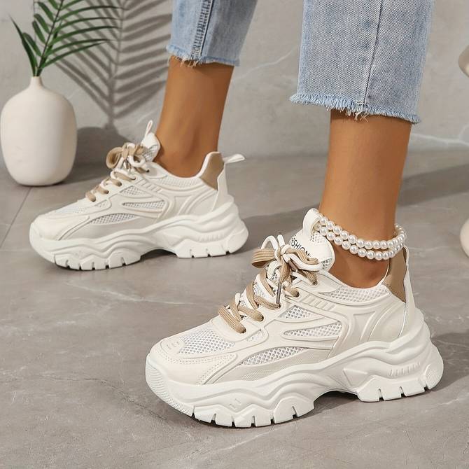 Variant image for Damskie Nowoczesne Syntetyczne Sneakersy z Platformą z Oddychającego Materiału-5