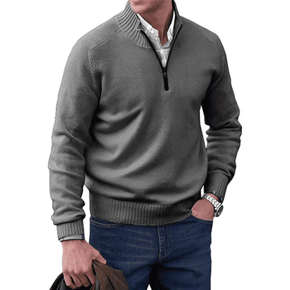 Męski Elegancki Kaszmirowy Sweter z Ritsą z Optymalną Regulacją Wilgoci
