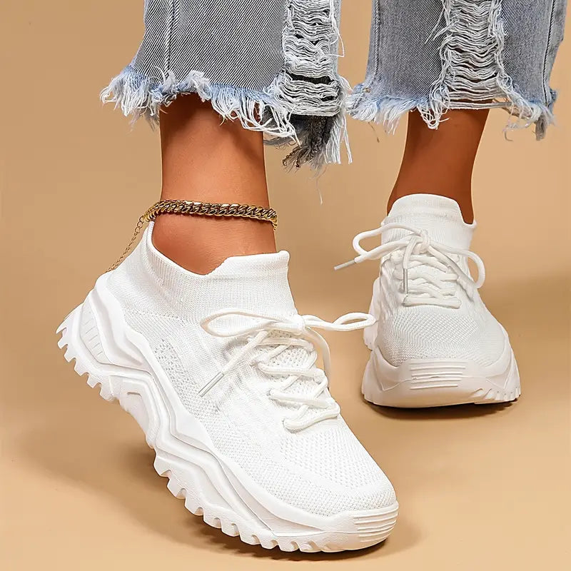 Damskie Sportowe Oddychające Sneakersy z Amortyzującą Wkładką