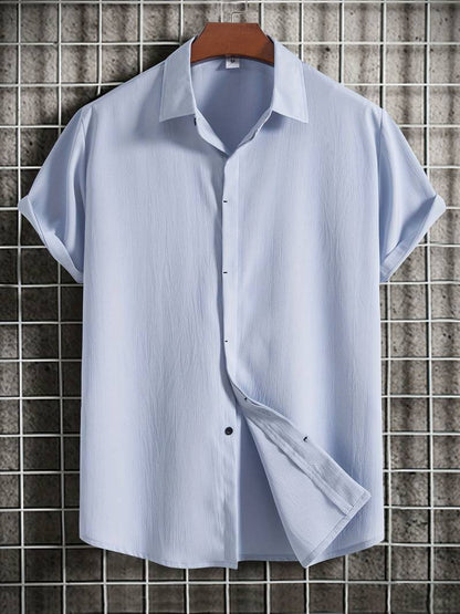 Variant image for Męska Wygodna Bawełniana Koszula Krótki Rękaw z Casualowym Fasonem-21