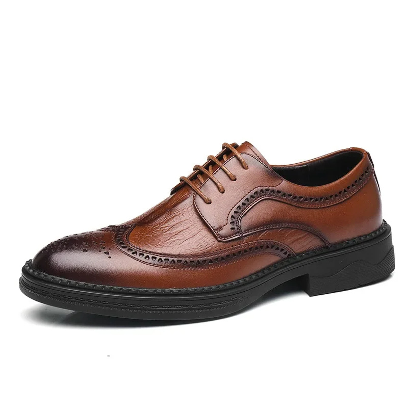 Variant image for Męskie Eleganckie Skórzane Oksfordy z Geperforowanym Designem i Broguem-31