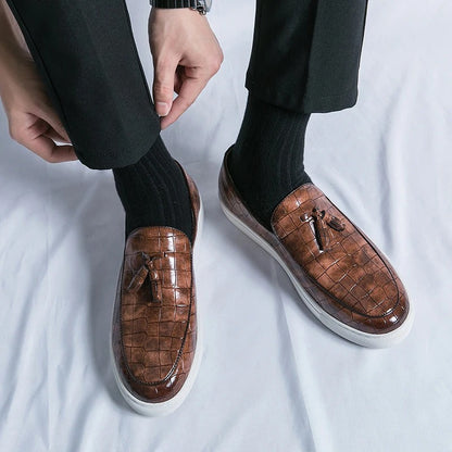 Męskie Eleganckie Skórzane Loafery z Komfortową Wkładką