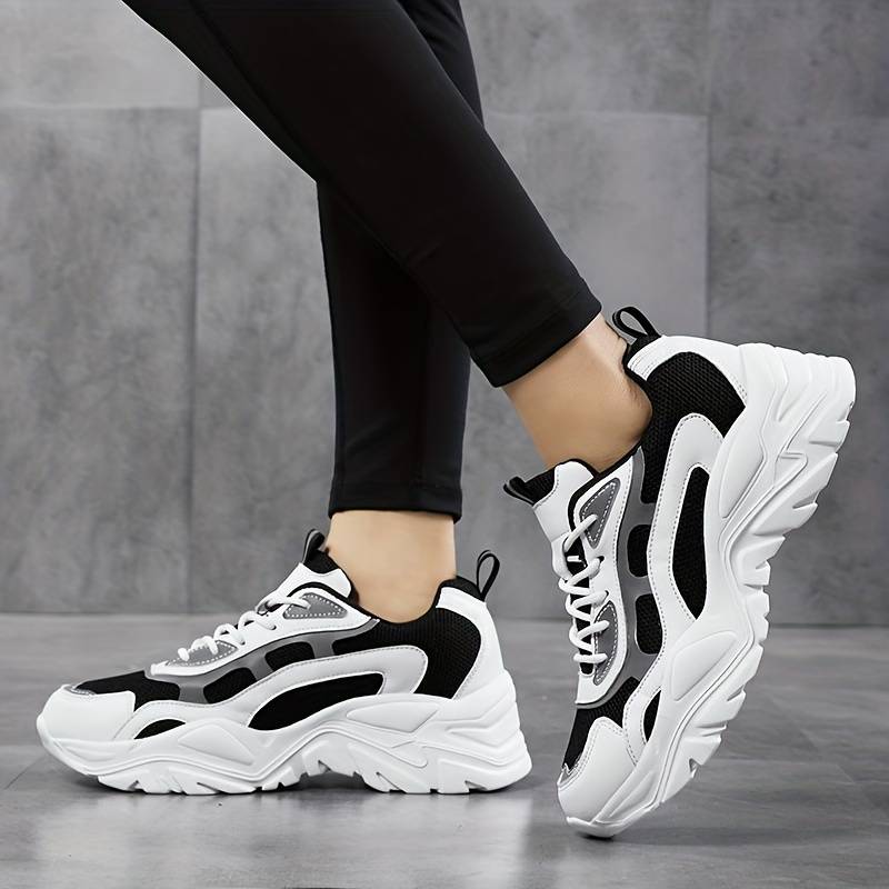 Damskie Stylowe Syntetyczne Sneakersy z Odbijającymi Elementami