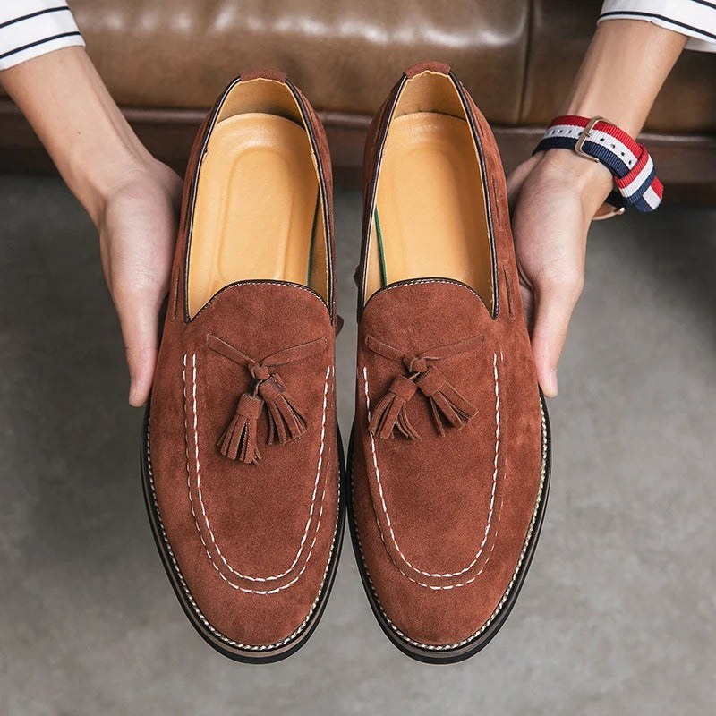 Męskie Eleganckie Zamszowe Loafersy z Klasycznym Detalem