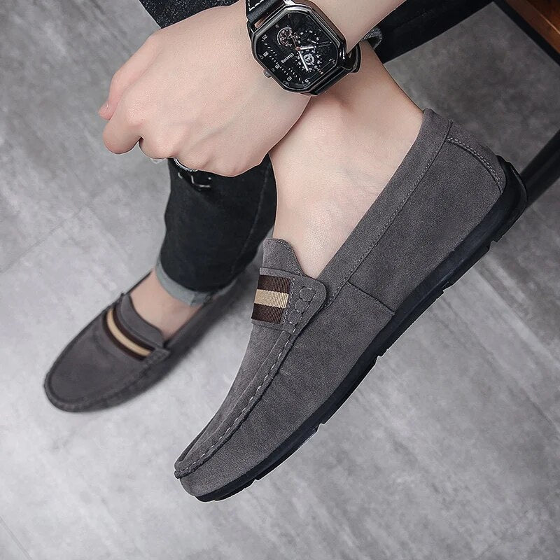 Męskie Stylowe Zamszowe Loafersy z Wygodną Wkładką