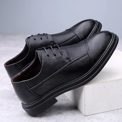 Męskie Eleganckie Skórzane Buty z Cap Toe i Komfortową Podeszwą
