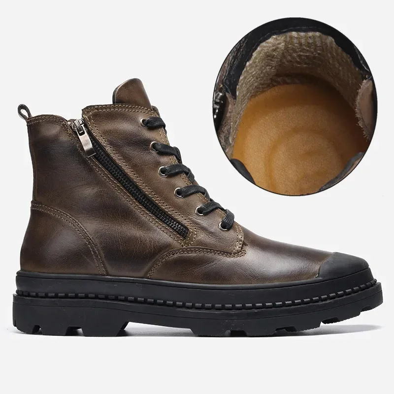 Variant image for Męskie Stylowe Skórzane Buty Combat z Sznurówkami i Zapięciem-46