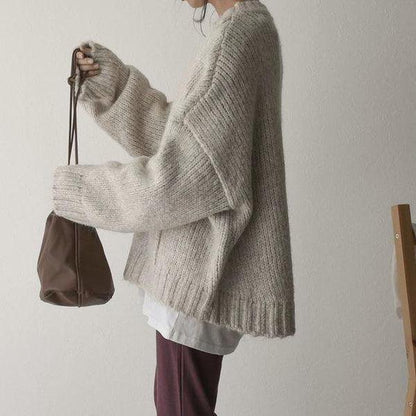Damski Nowoczesny Akrylowy Sweter z Kieszeniami z Eleganckim Wykończeniem