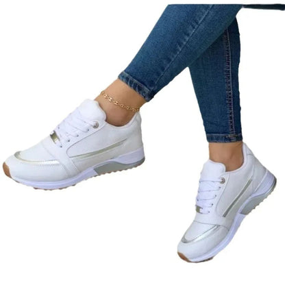 Kobiece Wygodne Mesh Sneakersy z Sznurowadłami