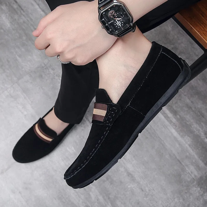 Męskie Stylowe Zamszowe Loafersy z Wygodną Wkładką