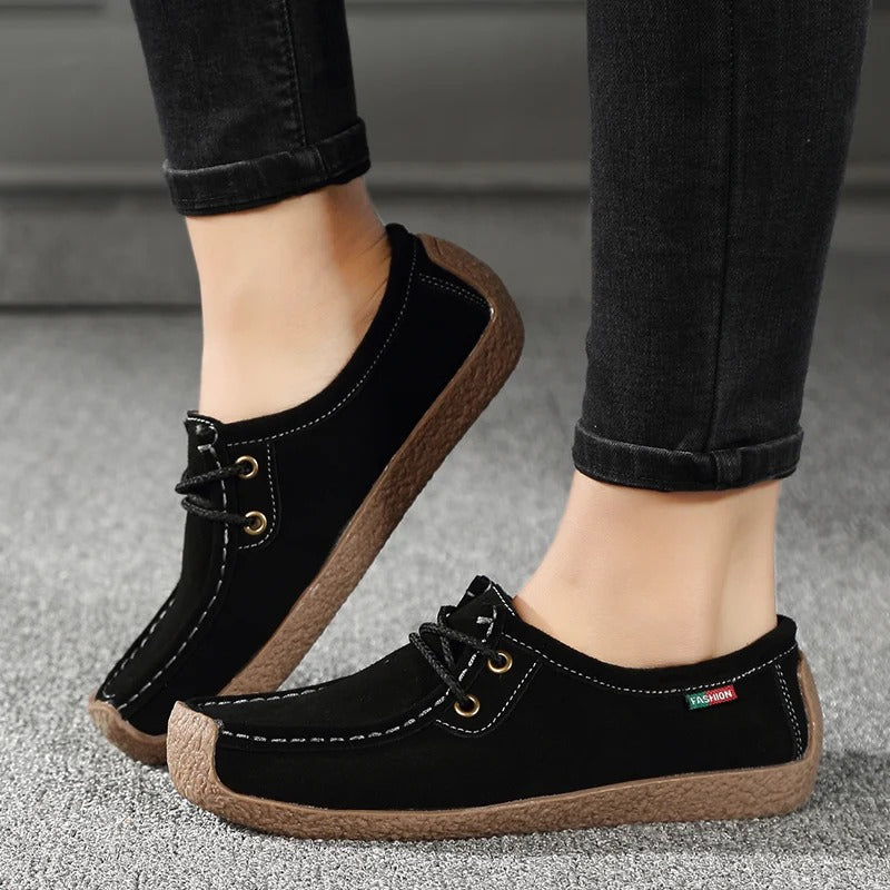 Damskie Stylowe Zamszowe Buty Gimnastyczne z Sznurówkami