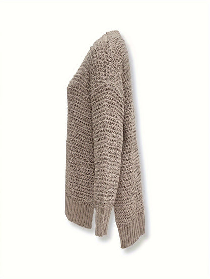 Modny Dzianinowy Sweter O Luźnym Kroju I Stylowym Dekolcie  Damski | Idealne na codzienne dni