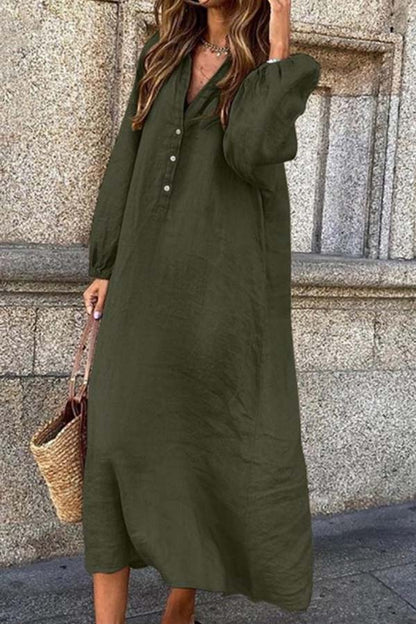 Variant image for Damski Elegancki Katoń-Linowy Jumpsuit z Długim Rękawem i Zapięciem na Guziki-3