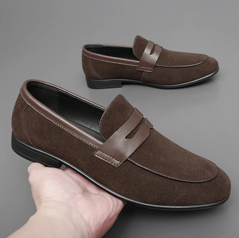 Męskie Klasyczne Skórzane Loafersy z Miękką Wkładką