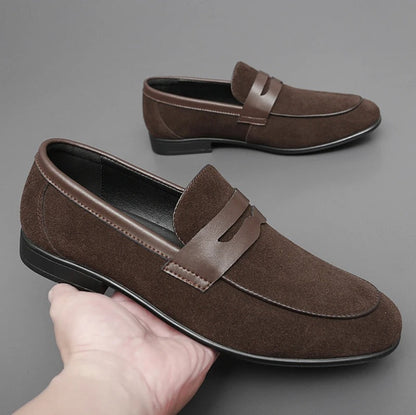 Męskie Klasyczne Skórzane Loafersy z Miękką Wkładką