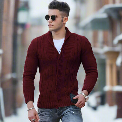 Casualny Slim Fit Kardigan Z Zapięciem na Guziki Męski | Idealny na Jesień/Zimę