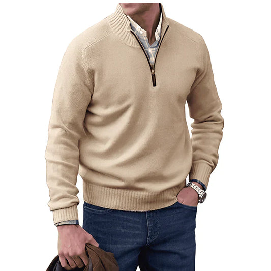 Męski Elegancki Kaszmirowy Sweter z Ritsą z Optymalną Regulacją Wilgoci