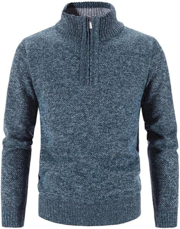 Vintage Gruby Sweter z Kołnierzem Z Zamekiem, Stojący Męski | Idealny na Jesień/Zimę