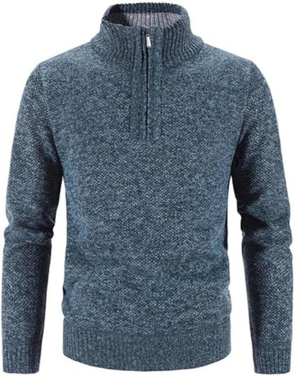 Vintage Gruby Sweter z Kołnierzem Z Zamekiem, Stojący Męski | Idealny na Jesień/Zimę