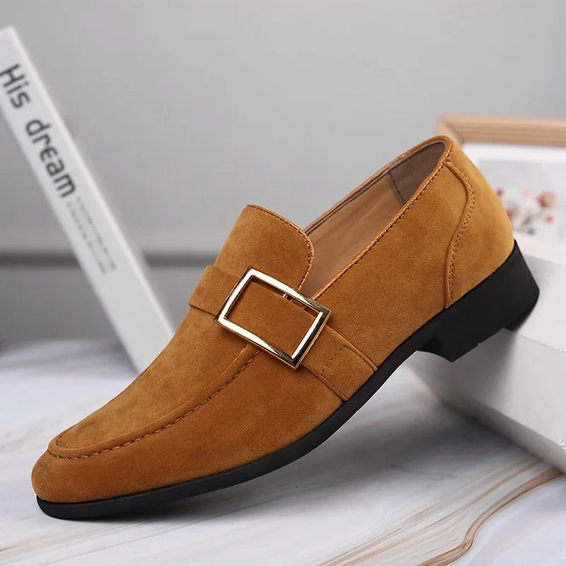 Męskie Eleganckie Skórzane Loafersy z Wysokiej Jakości Zamszu z Wyściełaną Wkładką