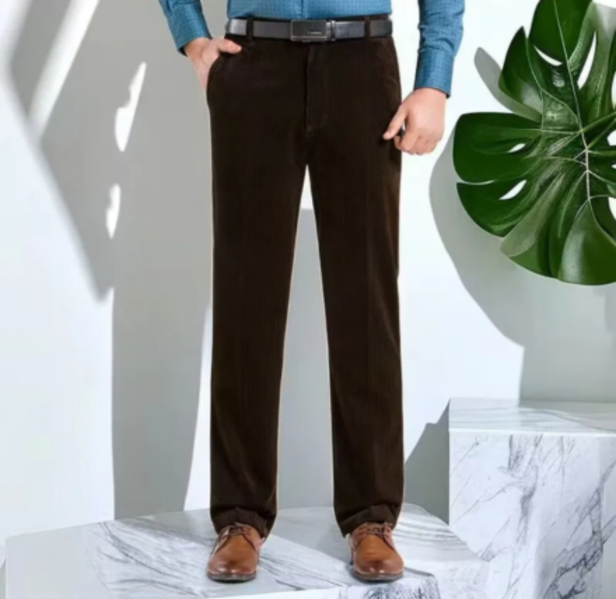 Męskie Eleganckie Sztruksowe Spodnie z Pętelkami na Pasek