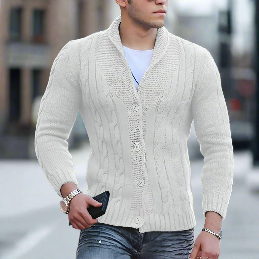 Casualny Slim Fit Kardigan Z Zapięciem na Guziki Męski | Idealny na Jesień/Zimę