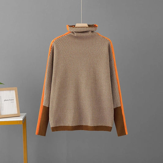 Stylowy Sweter z Kaszmirem, Golfem i Wzorem Geometrii dla Męski | Idealny na zimę