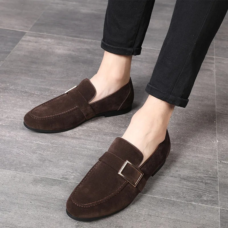 Variant image for Męskie Eleganckie Skórzane Loafersy z Wysokiej Jakości Zamszu z Wyściełaną Wkładką-23