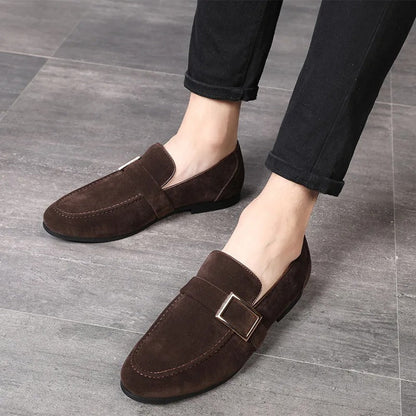 Variant image for Męskie Eleganckie Skórzane Loafersy z Wysokiej Jakości Zamszu z Wyściełaną Wkładką-23