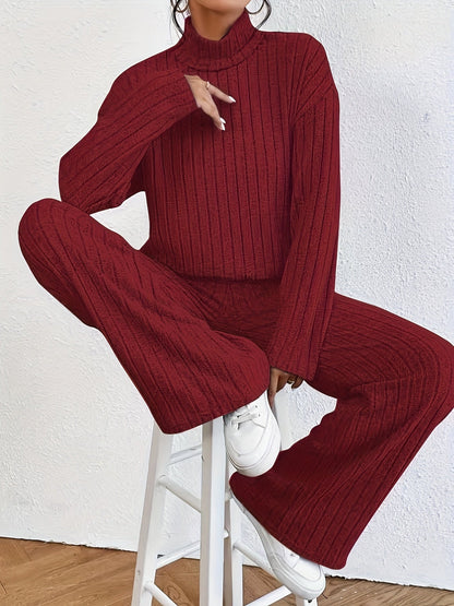 Damski Casualowy Sweter z Golfem z Wysokiej Jakości Dzianiny z Wygodnym Krojem