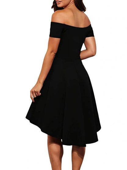 Kobieta Elegancka Sukienka Off-the-Shoulder z Delikatnym Fasonem na Wesele i Wieczorne Wyjścia