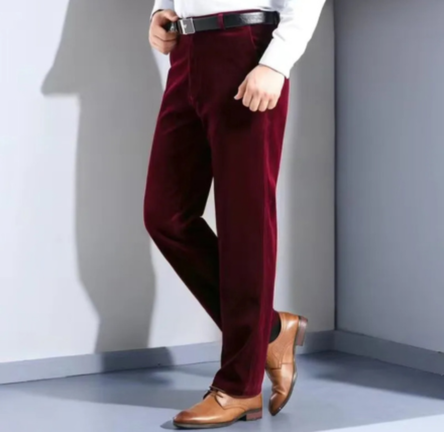 Męskie Eleganckie Sztruksowe Spodnie z Pętelkami na Pasek