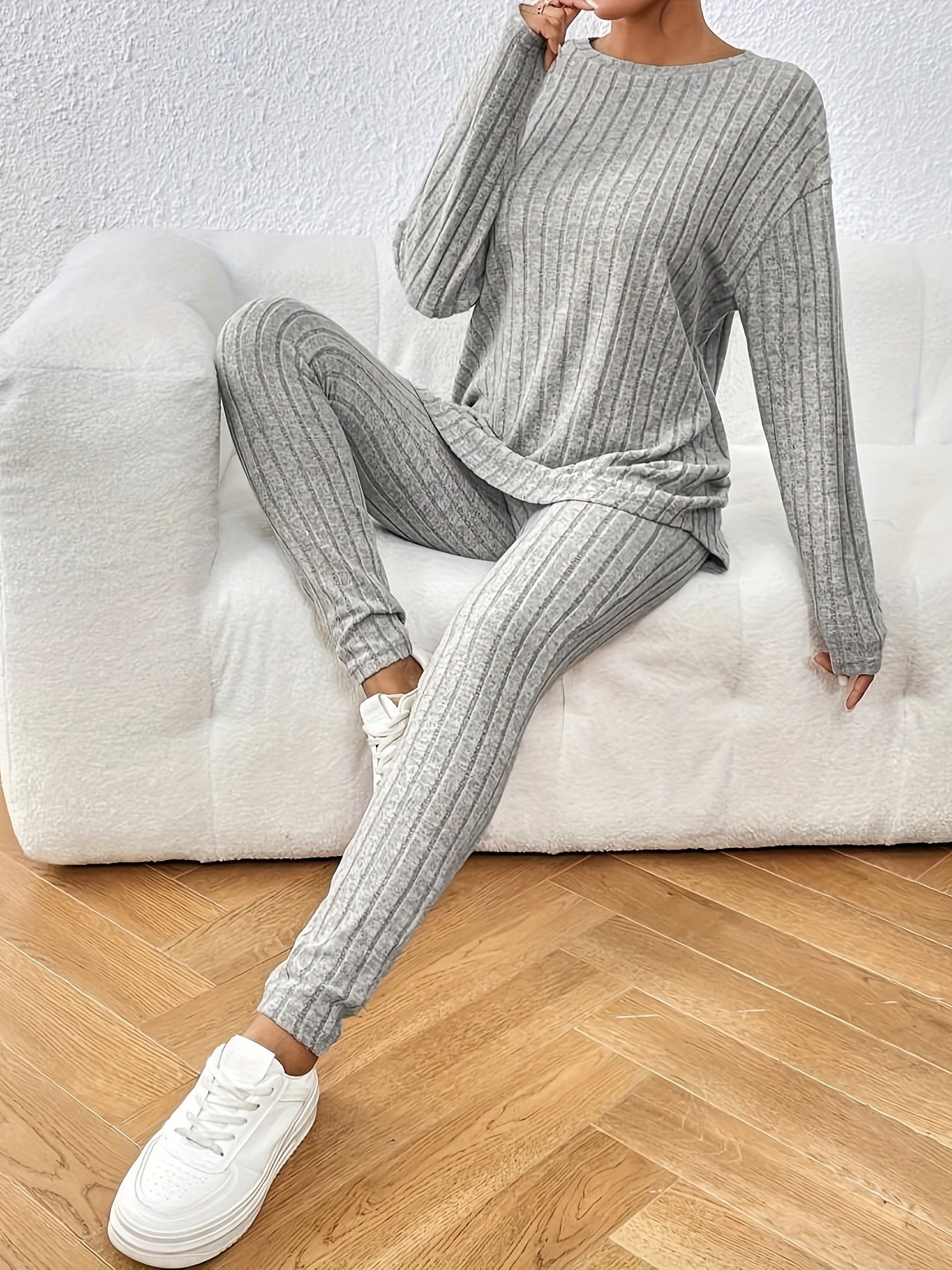 Kobieta Casual Bawełnowa Bluza z Długim Rękawem z Spodniami Dresowymi