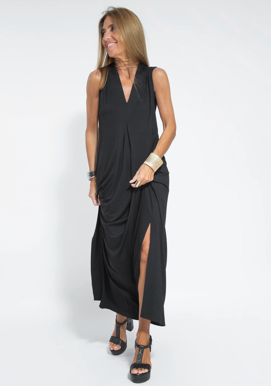 Kobieta Elegancka Długa Sukienka z Kardiganem z Wysokiej Jakości Materiałów z Flattering Sylwetką