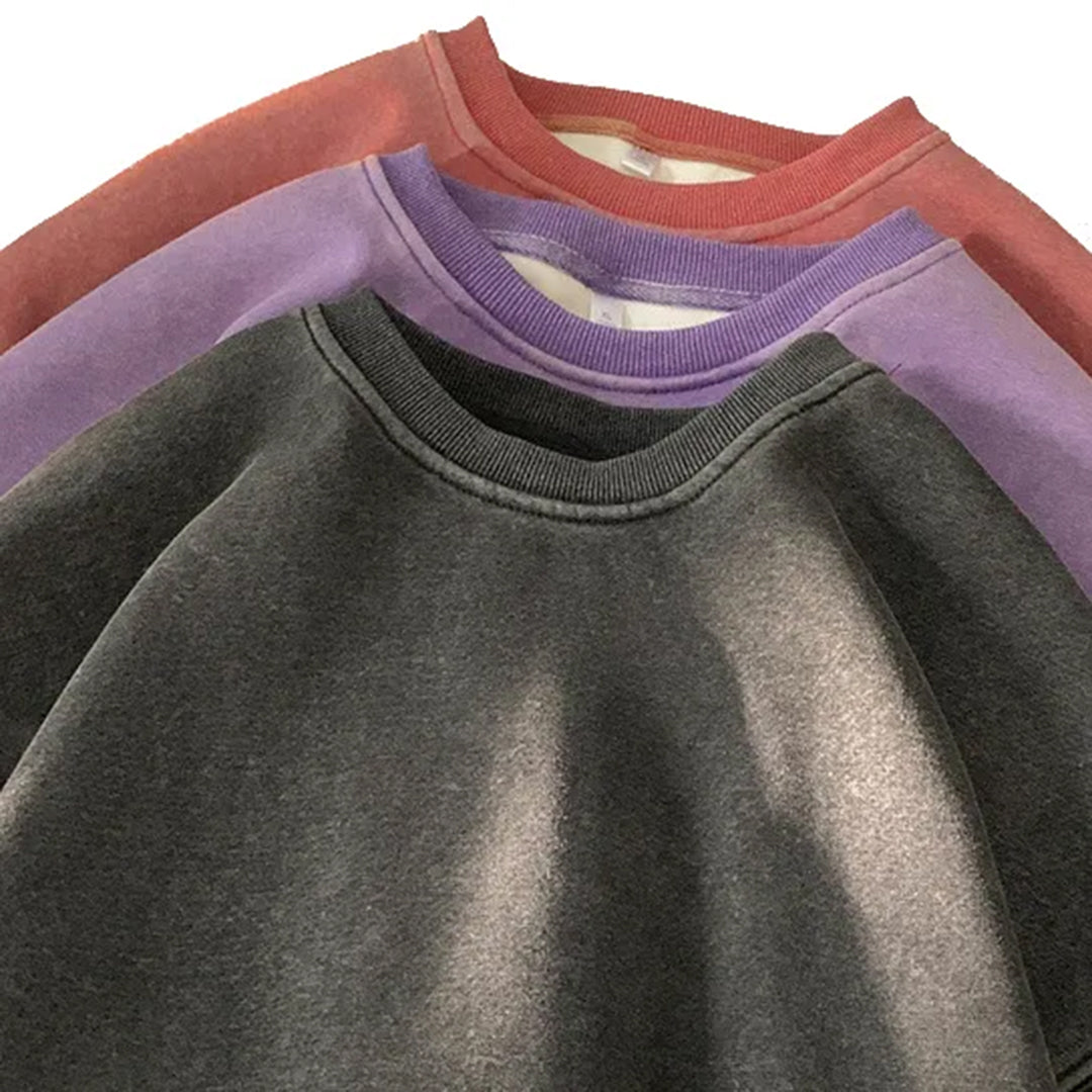 Vintage Styl Sweter z Okrągłym Kołnierzem, Luźny Męski | Idealny na Jesień/Zimę
