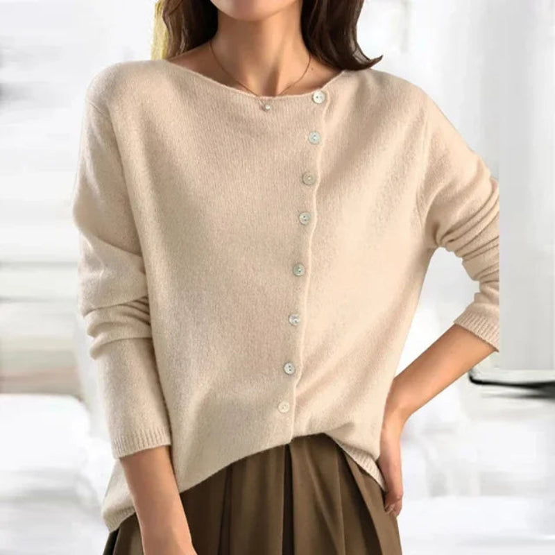 Kobiecy Elegancki Sweter Damski z Guzikami w Wysokiej Jakości Dzianinie z Luźnym Krojem