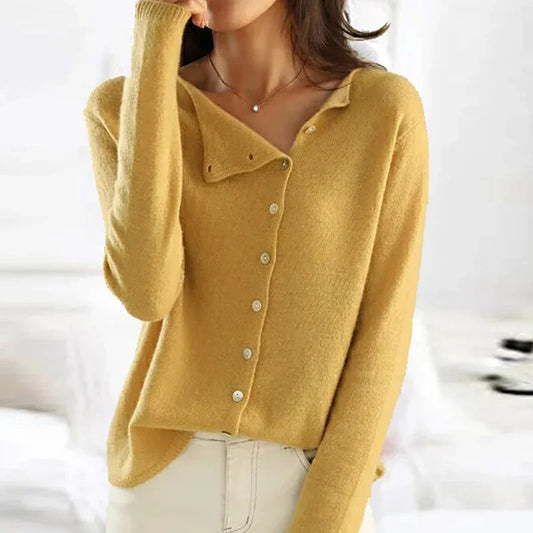 Kobiecy Elegancki Sweter Damski z Guzikami w Wysokiej Jakości Dzianinie z Luźnym Krojem
