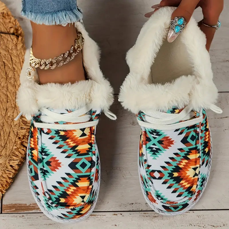 Kobiece Eleganckie Fleece Sneakersy z Miękką Wkładką
