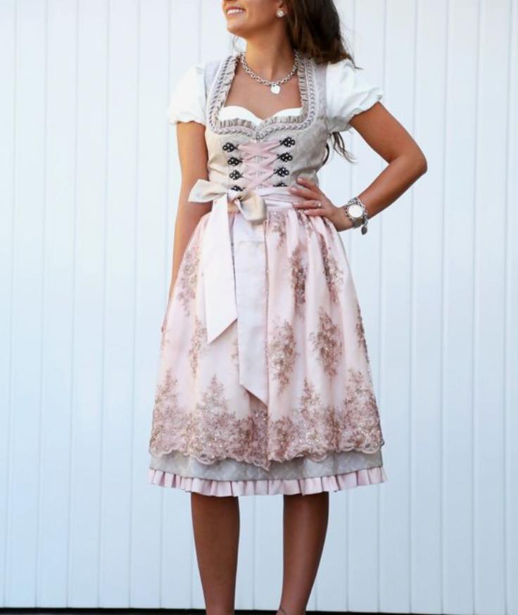 Variant image for Kobieta Elegancka Wysokiej Jakości Sukienka Dirndl z Koronkowym Wykończeniem-10