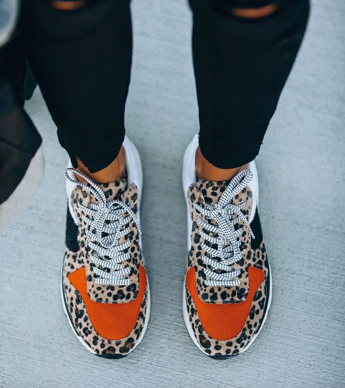 Kobiece Modne Sneakers z Wzorem Lamparta z Miękką Podeszwą