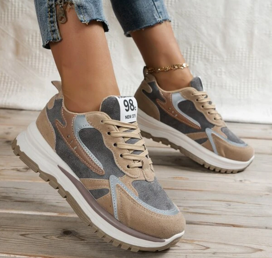 Kobiece Nowoczesne Lekkie Sneakersy Plateau z Wysokiej Jakości Materiałów